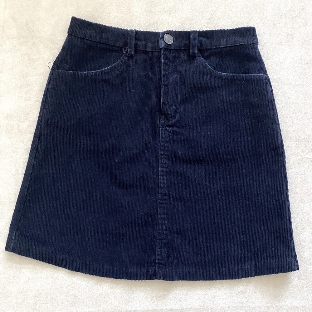 Brandy Melville Navy Juliette Corduroy Mini Skirt